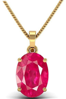 MARATNA Ruby/manik Pendant 7.25 Ratti Certified Rashi Ratan Pendant for Men & Women Ruby Brass
