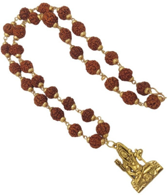 Fine Creation God Lord Shiva Mahadev Mahakaal Locket Pendant With 5 Mukhi Rudraksha Mala Gold-plated Brass Pendant