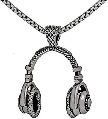 SIAASU Music Headset DJ Headphone Pendant Biker Necklace for Men Silver Alloy