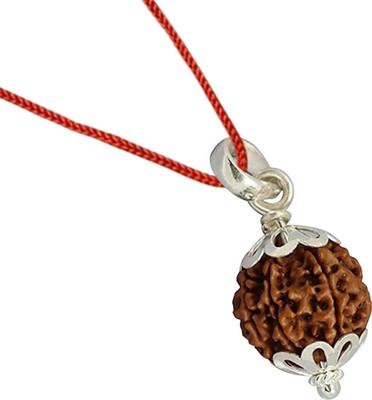 JangraBro 5 Mukhi Rudraksha Five face Panchmukhi Rudraksha Nepali with Lab Certificate Silver Beads Wood Pendant Set