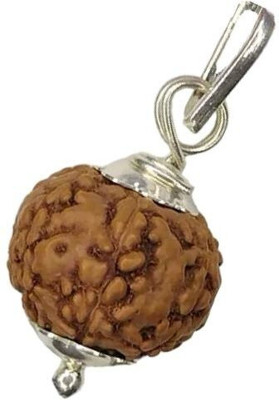 lisa vorce Natural & Certified 7 Mukhi indonesian Rudraksha with Pendant for Unisex Silver Brass, Wood Locket Set