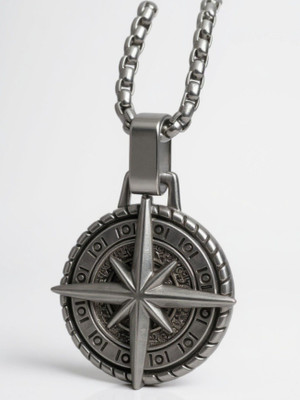 Murliwala Zodiac Spin Pendant Stainless Steel Necklace with Box Chain Rhodium, Silver Stainless Steel Pendant Set