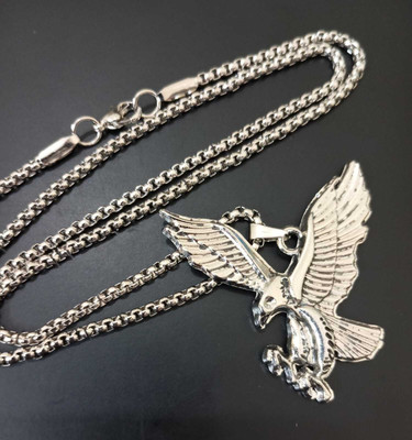 m a enterprises Flying Eagle Locket, Silver Chain with Flying Eagle Locket Silver Alloy Pendant Set