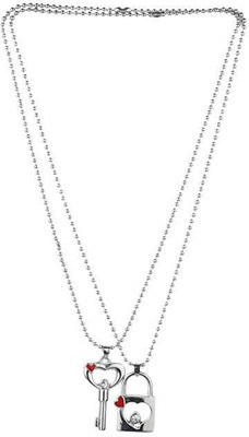 RV jewels Couple Key Lock Latest Design Pendant Silver Cubic Zirconia Alloy Pendant Set