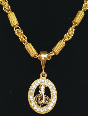 Aviate GOGA ROUND Snake & GATH SPING Alloy Gold plated Chain For Boys and Men Gold-plated Cubic Zirconia Alloy Pendant Set