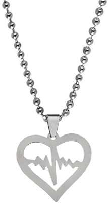 M Men Style Valentine Day Gift Heartbeat Lifeline In Heart Shape Pendant Necklace Chain Sterling Silver Stainless Steel Pendant