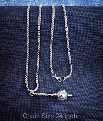 Teeragaj Lord Hanuman Ji Bajarangbali Gada Pendant Locket Necklace With Chain Sterling Silver Stainless Steel Locket