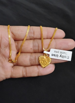 Sonutrade Om locket with box chain 2 line daily wear Gold-plated Brass Pendant Set