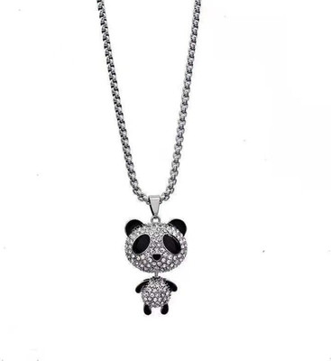 RelevationCart Sparkling Crystal Panda Pendant Necklace for Women & Girls Brass Alloy Locket