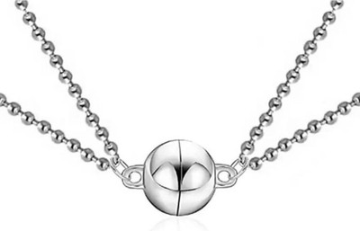 ricky collections Round Ball Shape Romantic Love Pendant Set For Men And Women Sterling Silver, Platinum Cubic Zirconia Alloy Locket Set