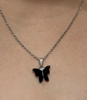 pompeo ELEGANT BLACK BUTTERFLY PENDENT FOR WOMEN AND GIRLS Alloy Pendant Set