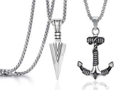 EndlessFashion Shape and Ship Shape Pendant for Men Locket Biker, Party wear Silver Stainless Steel Pendant