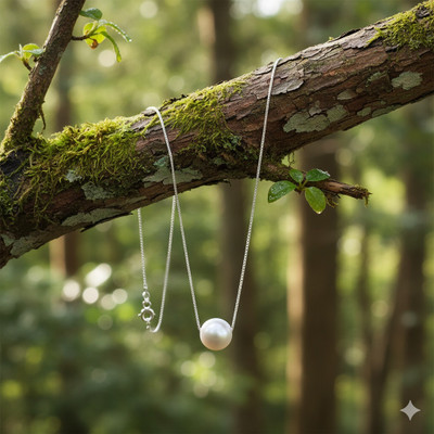 925 SILLER 925 Pure Silver Freshwater Pearl Chain Pendant Rhodium Pearl Sterling Silver Pendant