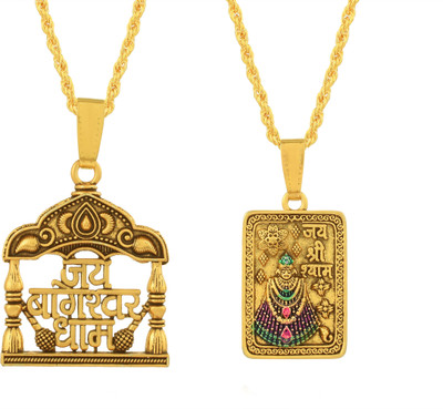 Morvi Gold Plated Jai Bhageshwar Dham balaji, Jai Shree Shyam Pendant Locket men Gold-plated Brass Pendant