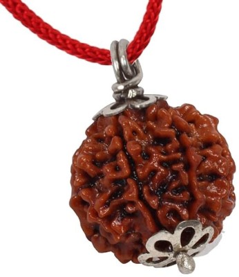 HAPPY CREATION 4 Mukhi Rudraksha Rare Four Faces Rudraksha With Nepal Beads Wood Pendant