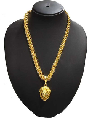 Aviate Lion Singal & koyali chain Gold-plated Diamond Alloy Pendant Set