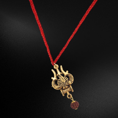 Fine Creation God Lord Shiva Mahadev Mahakaal Locket Pendant With Dhaga For Women's Gold-plated Brass Locket