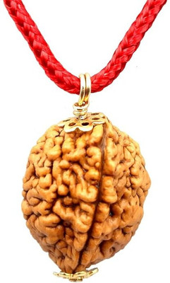 Beautum Original 2 Mukhi Rudraksha Two Face Rudraksha Man & Woman Metal Capping Wood Pendant