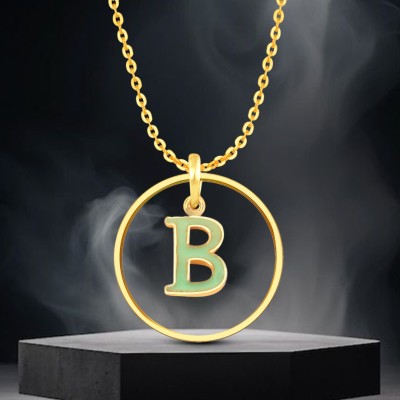 Kanak Jewels Stylish Gold Circle Pendant with Bold 'B' Initial Elegant Jewelry Pendant Gold-plated Brass