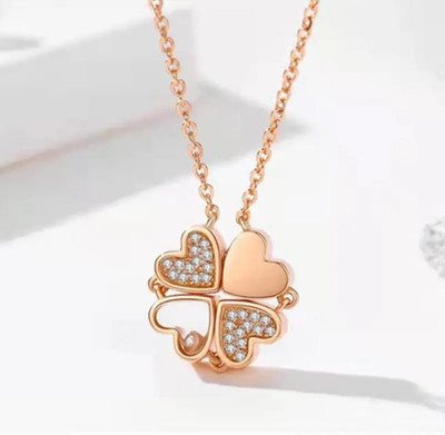 MEENAZ heart pendant for girls women girlfriend love valentine magnetic necklace locket Gold-plated Zircon, Crystal, Diamond, Cubic Zirconia Metal, Alloy, Copper, Brass, Stainless Steel, Steel Pendant Set