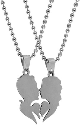 M Men Style Valentine Day Broken Heart Couple Face For Each Other Pendant Necklace Sterling Silver Stainless Steel Pendant