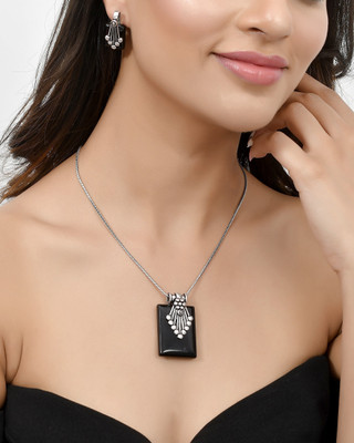 PYR JEWELS Gold-plated Cubic Zirconia Alloy Pendant Set