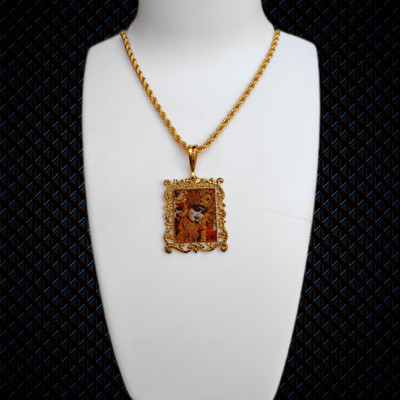 privyani Durga mata pendent with rassa chain Gold-plated Brass Pendant Set