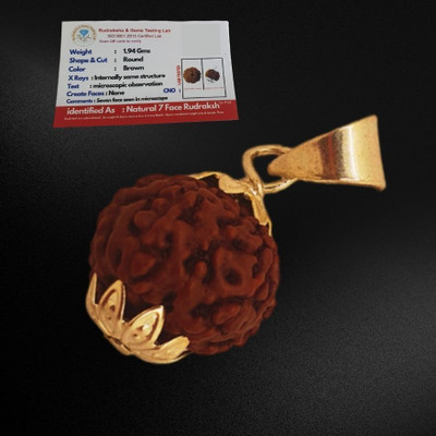 Guruji Imitation Company saat face Rudraksha Origin: Nepal Metal : Silver Coated White Metal Gold-plated Wood Locket