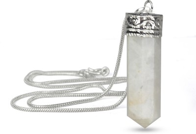 REIKI CRYSTAL PRODUCTS Rainbow Moonstone Pendant Arrow Pendant Crystal Pendant Pencil Shape Stone Pendant Reiki Healing Pendant With Silver Polish Metal Chain Healing Stone Pendant With Chain Moonstone Crystal Pendant