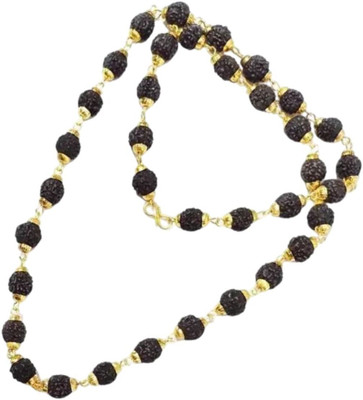 Rudra gems Jewellery Natural & Original 5 Mukhi Rudraksha Mala Cap Mala For Men & Women Gold-plated Beads Brass, Alloy Pendant Set