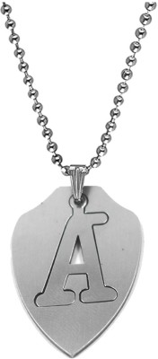 AFH Initial Letter Stainless Steel Alphabet A Bead Chain Pendnet for Men and Women Stainless Steel