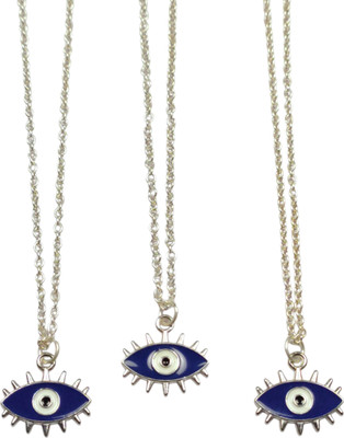 CharmsAndSpells Evil Eye Silver Plated Charms Pendant with Chain Necklace for Girls & Women Brass Pendant Set