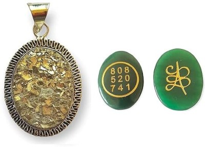 VIBESLE Pyrite Pendant & Green Jade Zibu Coin Set Crystal Crystal