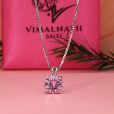 VIMALNATH SALES PS01 Rhodium Zircon Brass Locket Set