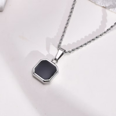 ShobhRam Silver Stainless Steel Pendant Set