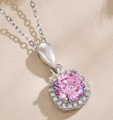 JRISSY Pink diamond Silver Plated Alloy Chain Silver Alloy Locket