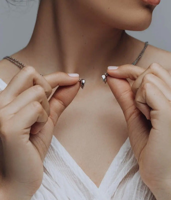 Vedansh Piyush Enterprises Stylish Silver Plated Magnetic Couple Heart Pendants Sterling Silver Alloy Pendant