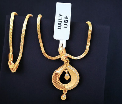 DIVS FASHION DROP SHAPED PENDANT WITH LATKAN AND GOLD PLATED CHAIN Gold-plated Brass Pendant