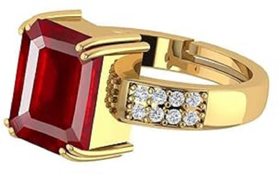SIDHGEMS 9.25 Ratti 8.00 Carat Natural Ruby Stone Manik Ring Adjustable Panchdhatu Ring Gold-plated Ruby Brass