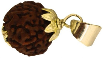 Nirvana Mukhi Original 7 Mukhi Rudraksha Seven Face Rudraksha Metal Cap Nepali Bead Gold-plated Wood Locket