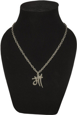 Inori Mother's Day Express Your Love Maa Letter Pendant Locket Necklace With Chain Silver Stainless Steel Pendant