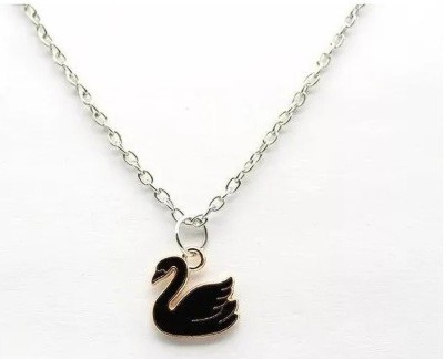 SILVOSWAN Beautiful Swan Pendant Black for Girl and women Gold-plated Stainless Gold-plated Stainless Steel Pendant