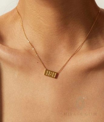 Lady Raiment Angel Number 11:11 necklace Gold-plated Stone Pendant Set