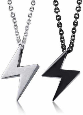 ARVINDER Bold Elegance: MS Enterprises Black Polish Stainless Steel Men's Chain with Stainless Steel Pendant