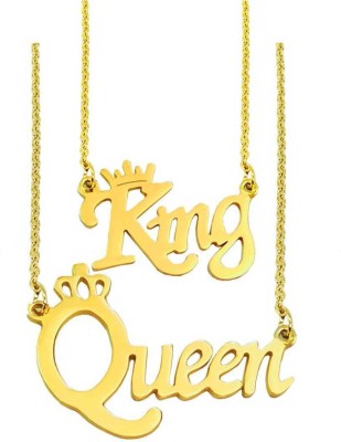 DEE GEE Couple King Queen Letter Locket With Chain Stainless Steel Pendant