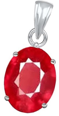 MARATNA 7.25 Ratti Certified Ruby Manik Pendant Silver Plated Pendant For Men & Women's Ruby Brass