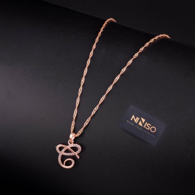 NINISO Alphabet Letter C Rhodium Cubic Zirconia Alloy Locket Set