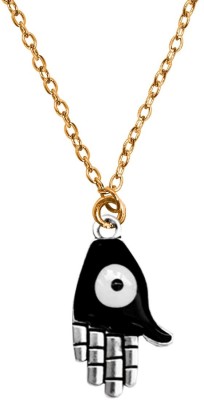 De-Ultimate Gold Hamsa Evil Eye Nazar Fatima's Lucky Hand Palm Locket Pendant Necklace Chain Gold-plated Stainless Steel Pendant