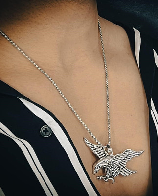 m a enterprises Eagle Chain For Men Stylish Locket Chain For Men Boys Silver Stainless Steel, Alloy Locket