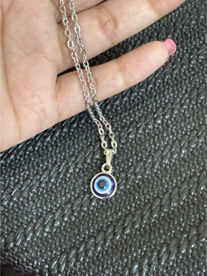 pompeo Blue Evil Eye with Silver Chain Alloy Pendant